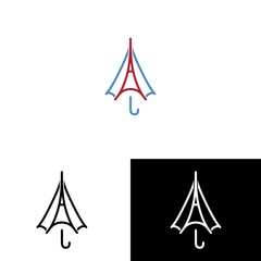 Umbrella and Eiffel tower vector illustration icon