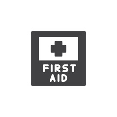 First aid box icon vector, filled flat sign, solid pictogram isolated on white. Emergency symbol, logo illustration.