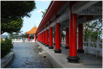 Area of Buddhist temple in Zhongzheng park, Keelung, Taiwan