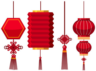 Fototapeta na wymiar Different designs of chinese lanterns