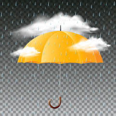 Yellow umbrella and rainy day