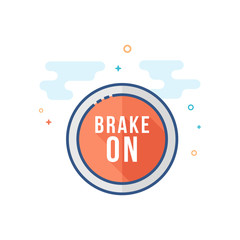 Race brake sign icon in outlined flat color style. Vector illustration.