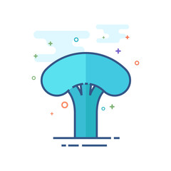 Broccoli icon in outlined flat color style. Vector illustration.