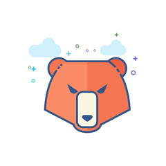 Bear icon in outlined flat color style. Vector illustration.