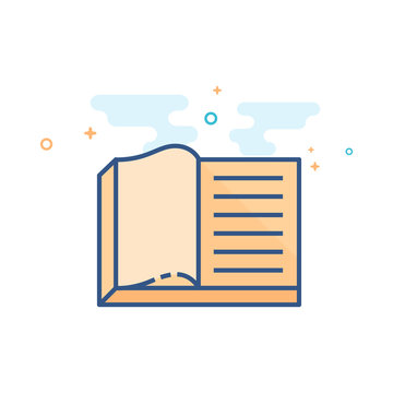 Books icon in outlined flat color style. Vector illustration.
