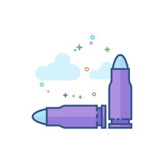 Bullets icon in outlined flat color style. Vector illustration.