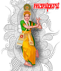 illustration of Indian Manipuri dance form
