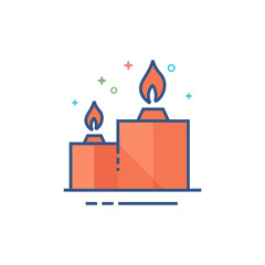 Candles icon in outlined flat color style. Vector illustration.