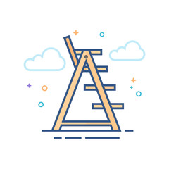 Office chair icon in outlined flat color style. Vector illustration.