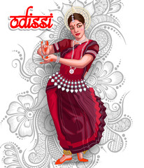  illustration of Indian odissi dance form