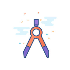 Compass icon in outlined flat color style. Vector illustration.