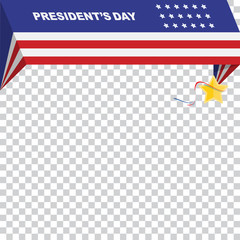 Happy Presidents Day of USA. Template banner design element with text and US flag