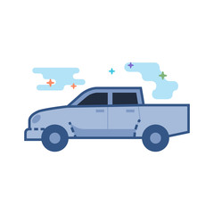 Fototapeta premium Car icon in outlined flat color style. Vector illustration.