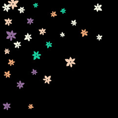 Festive Background with Colorful  flowers. Feminine Pattern for Postcard, Print, Banner or Poster. Small Pretty  flowers For Party Decoration, Wedding, Birthday or Anniversary Invitation. 