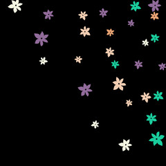 Festive Background with Colorful  flowers. Feminine Pattern for Postcard, Print, Banner or Poster. Small Pretty  flowers For Party Decoration, Wedding, Birthday or Anniversary Invitation. 