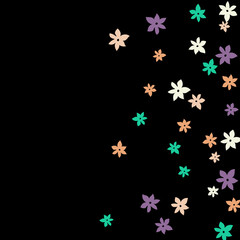 Festive Background with Colorful  flowers. Feminine Pattern for Postcard, Print, Banner or Poster. Small Pretty  flowers For Party Decoration, Wedding, Birthday or Anniversary Invitation. 