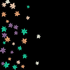 Festive Background with Colorful  flowers. Feminine Pattern for Postcard, Print, Banner or Poster. Small Pretty  flowers For Party Decoration, Wedding, Birthday or Anniversary Invitation. 