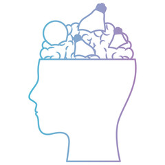  human head face brain science mind intelligence vector illustration