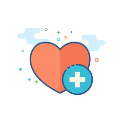 Favorite icon in outlined flat color style. Vector illustration.