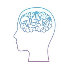  human head face brain science mind intelligence vector illustration