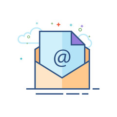 Email icon in outlined flat color style. Vector illustration.