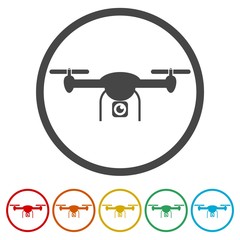 Quadcopter and flying drone icon, 6 Colors Included