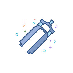 Bicycle suspension fork icon in outlined flat color style. Vector illustration.