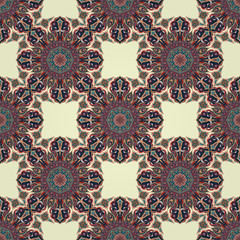 Ornate floral seamless texture, endless pattern with vintage mandala elements.