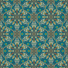 Ornate floral seamless texture, endless pattern with vintage mandala elements.