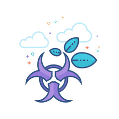 Biohazard leaves icon in outlined flat color style. Vector illustration.