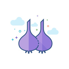 Garlic icon in outlined flat color style. Vector illustration.