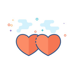 Heart shape icon in outlined flat color style. Vector illustration.