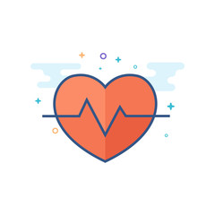 Heart rate icon in outlined flat color style. Vector illustration.