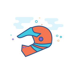 Motorcycle helmet icon in outlined flat color style. Vector illustration.