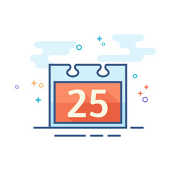 Calendar Christmas icon in outlined flat color style. Vector illustration.