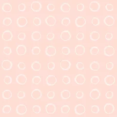  Pastel naadloze kleurenpatroon met grunge witte cirkels op roze achtergrond. Vector krijt Krabbel meisjesachtige stippen textuur voor textiel, inpakpapier, dekking, oppervlak, behang, doek © Tatahnka
