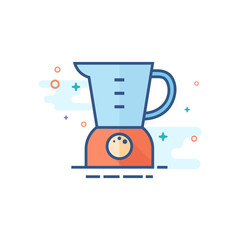 Juicer icon in outlined flat color style. Vector illustration.