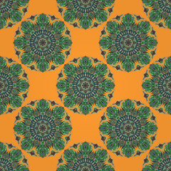 Ornate floral seamless texture, endless pattern with vintage mandala elements.