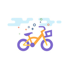 Kids bicycle icon in outlined flat color style. Vector illustration.
