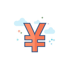 Japan Yen symbol icon in outlined flat color style. Vector illustration.