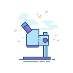 Microscope icon in outlined flat color style. Vector illustration.