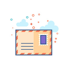 Envelope icon in outlined flat color style. Vector illustration.