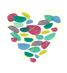 Abstract heart on a white background using different textures. Valentine's Day theme