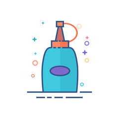 Ketchup bottle icon in outlined flat color style. Vector illustration.