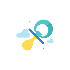 Pacifier icon in outlined flat color style. Vector illustration.