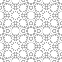 Gray floral seamless ornament on white background