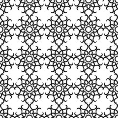 Black floral seamless pattern on white background