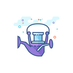 Fishing reel icon in outlined flat color style. Vector illustration.