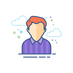 Referee avatar icon in outlined flat color style. Vector illustration.