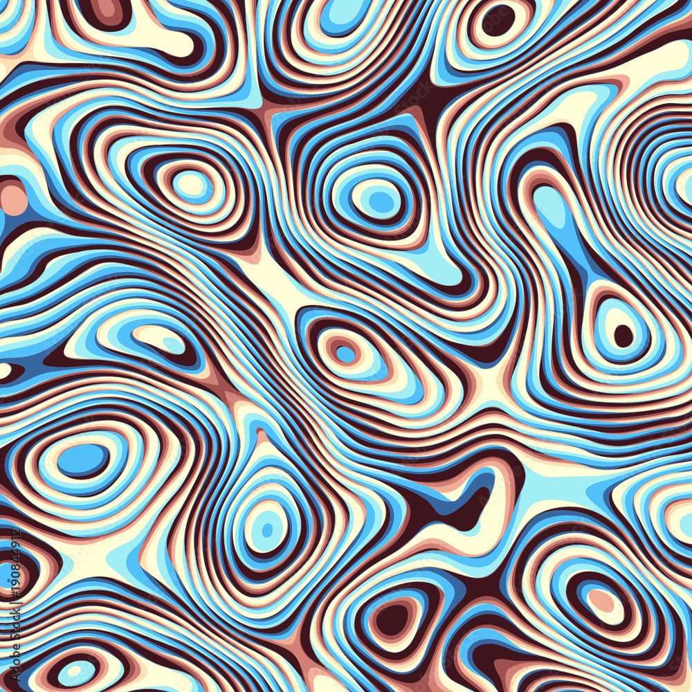 Poster Abstract vector background. Curved psychedelic irregular lines. Pattern based on fractal image.